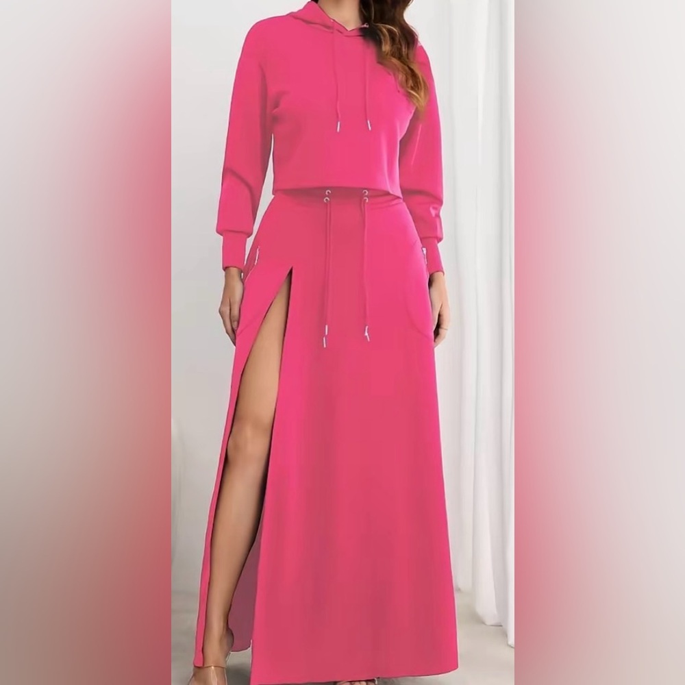 Elegant Pink Hoodie Dress